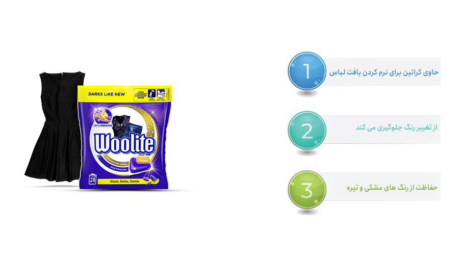 قرص بالشتکی لباس های تیره ۲۸ عددی ولیت (woolite)