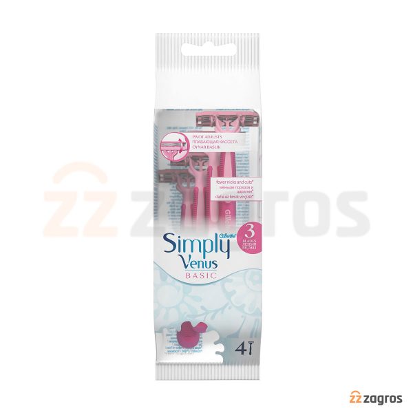 خودتراش ژیلت مدل Simply Venus BASIC بسته 4 عددی