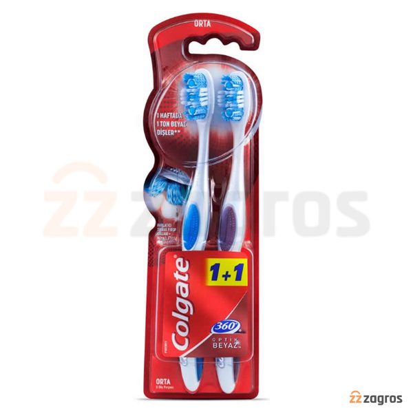 مسواک کلگیت مدل 360 OPTIC WHITE تعداد 2 عددی Colgate