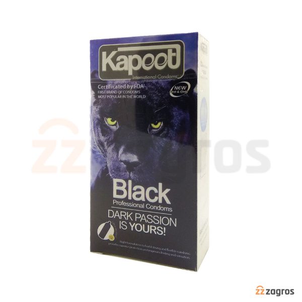 کاندوم کاپوت مدل Black تعداد 12 عددی Kapoot
