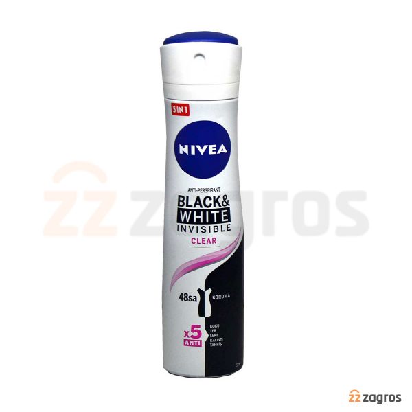 اسپری ضد تعریق نیوآ مدل black and white clear حجم 150 میل