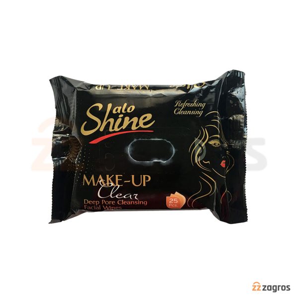 دستمال مرطوب آرایش پاک کن alo shine تعداد 25 عددی