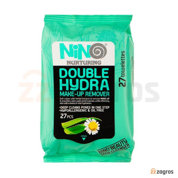 دستمال مرطوب آرایشی نینو مدل Double Hydra بسته 27 عددی