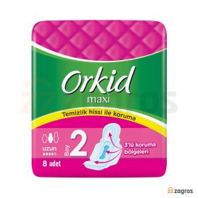 نوار بهداشتی ارکید مدل maxi سایز بلند بسته 8 عددی نوار بهداشتی ارکید مدل maxi سایز بلند بسته 8 عددی