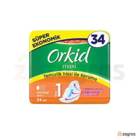 نوار بهداشتی ارکید مدل maxi سایز نرمال بسته 34 عددی نوار بهداشتی ارکید مدل maxi سایز نرمال بسته 34 عددی