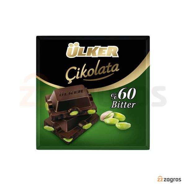 شکلات تلخ 60 درصدی اولکر حاوی پسته وزن 70 گرم