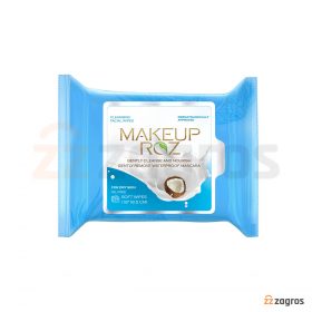 دستمال مرطوب پاک کننده آرایش MakeUp Roz مخصوص پوستهای خشک بسته 25 عددی