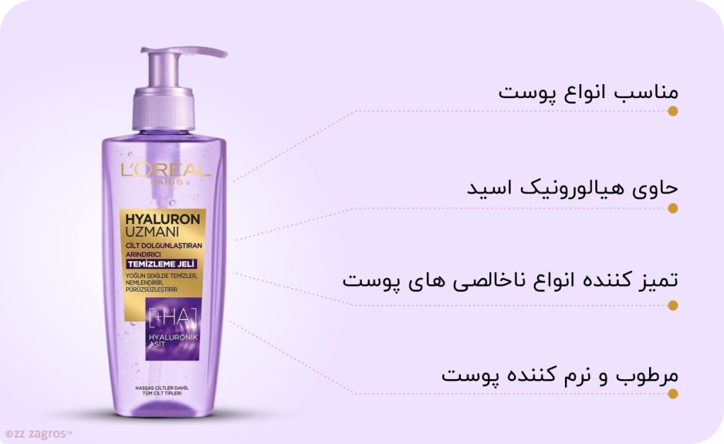 ژل شستشوی صورت هیالورونیک اسید لورآل