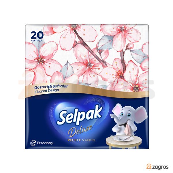 دستمال کاغذی طرح دار سلپک مدل Delux بسته 20 عددی