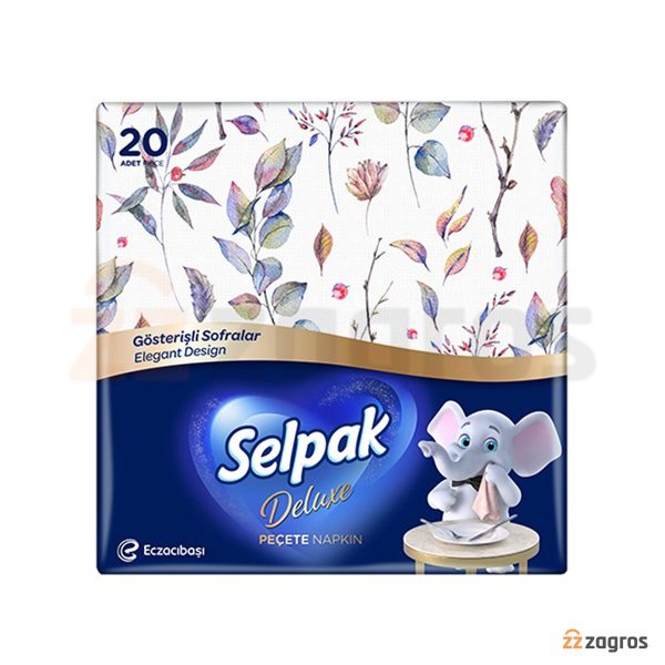 دستمال کاغذی طرح دار سلپک مدل Delux بسته 20 عددی