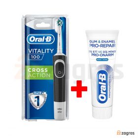 مسواک برقی اورال بی مدل VITALITY 100 CROSS ACTION رنگ مشکی به همراه یک عدد خمیر دندان