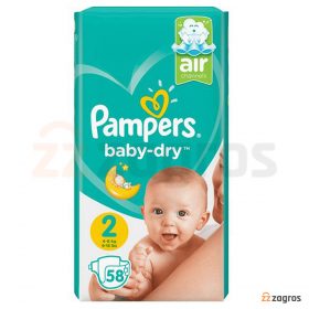 پوشک بچه پمپرز مدل baby-dry سایز 2 بسته 58 عددی