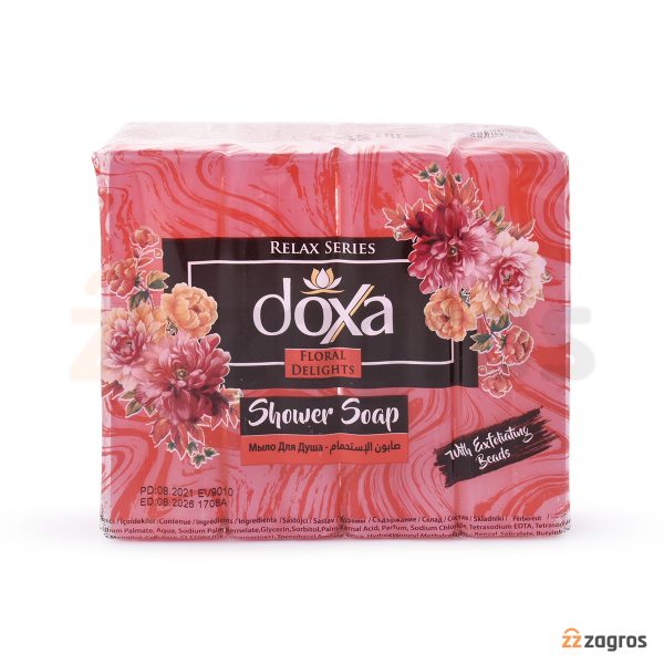 صابون حمام doxa با رایحه گل ها بسته 4 عددی