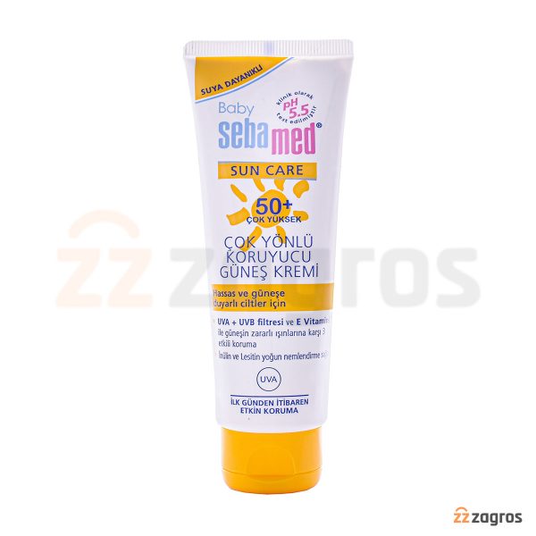 کرم ضد آفتاب کودک سبامد SPF+50 مناسب پوست ظریف و حساس حجم 75 میل