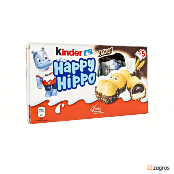 بیسکوییت کاکائویی کیندر مدل Happy Hippo وزن 20.7 گرم بسته 5 تایی