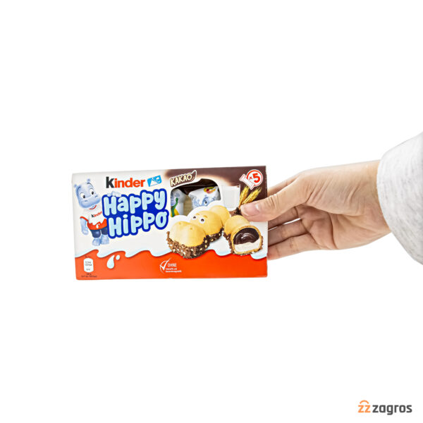 بیسکوییت کاکائویی کیندر مدل Happy Hippo وزن 20.7 گرم بسته 5 تایی