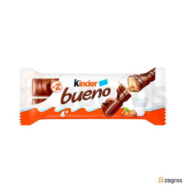 ویفر شکلات شیری کیندر Bueno حاوی کرم فندقی بسته 2 عددی وزن 43 گرم
