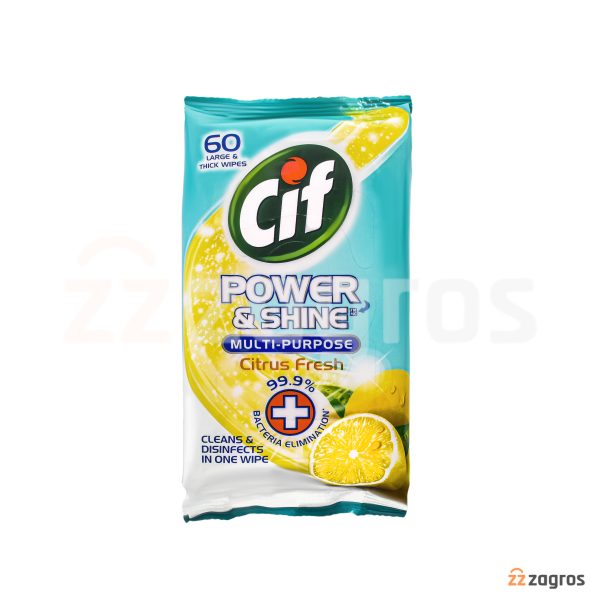 دستمال مرطوب پاک کننده سطوح چندمنظوره سیف مدل Citrus Fresh بسته 60 عددی