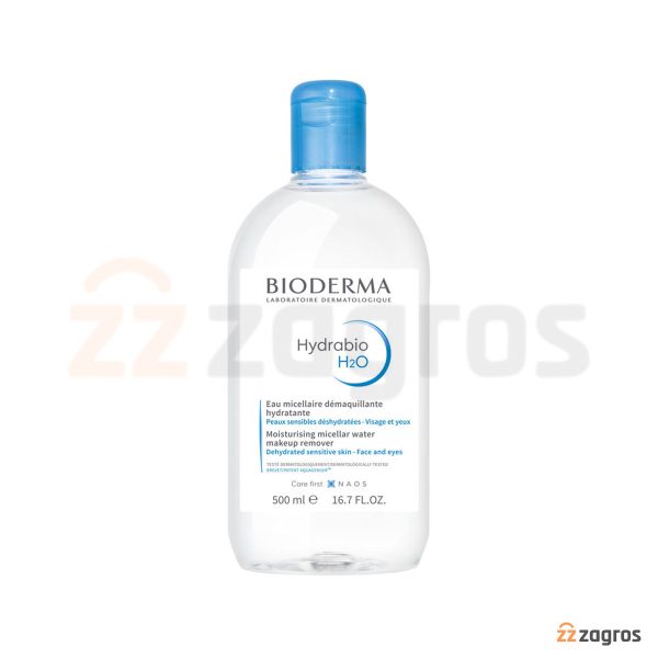 میسلار واتر آرایش پاک کن بایودرما مدل Hydrabio H2O مناسب پوست حساس و دهیتراته 500 میل