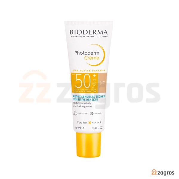 کرم ضد آفتاب بایودرما SPF50 مدل Photoderm رنگ روشن مناسب پوست خشک و حساس 40 میل