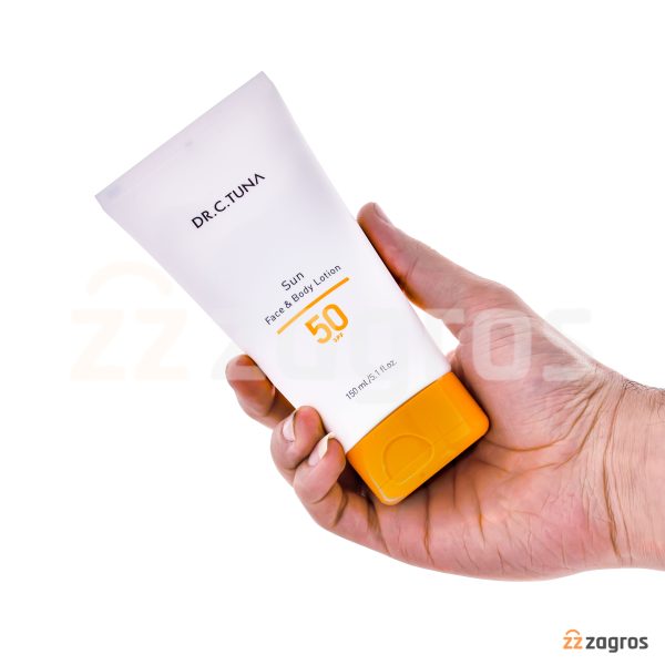 لوسیون ضد آفتاب صورت و بدن فارماسی Dr.C.Tuna حاوی SPF50 بی رنگ مناسب انواع پوست