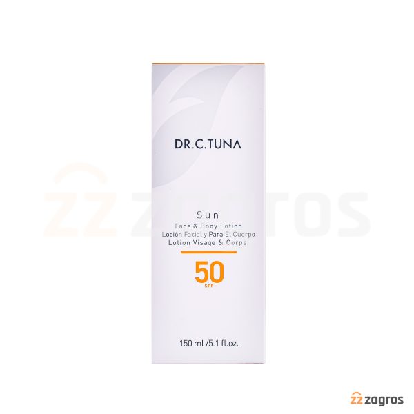 لوسیون ضد آفتاب صورت و بدن فارماسی Dr.C.Tuna حاوی SPF50 بی رنگ مناسب انواع پوست 150 میل