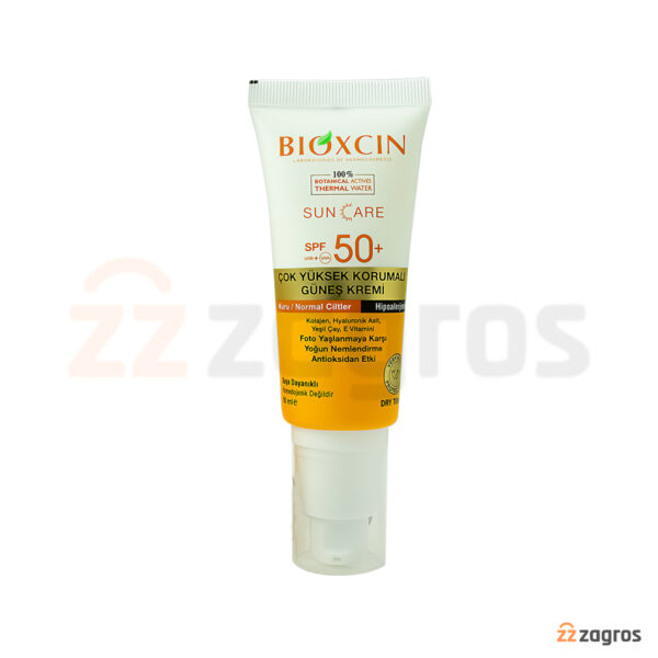 کرم ضد آفتاب رنگی بیوکسین +spf50 مناسب پوست معمولی و خشک 50 میل