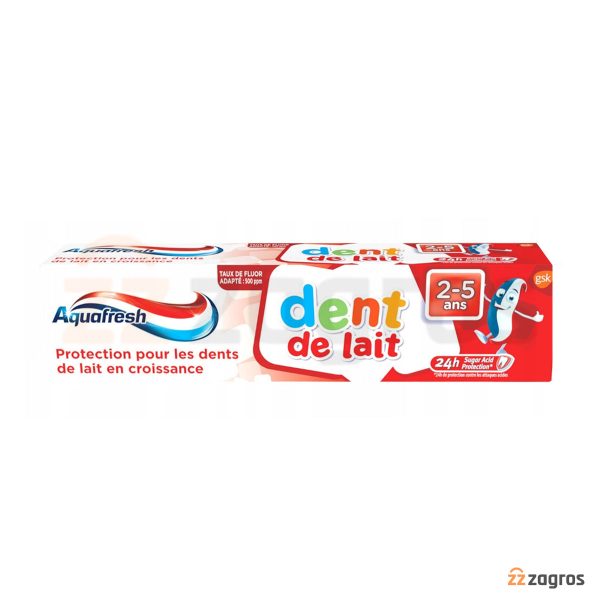 خمیر دندان کودک آکوا فرش مناسب 2 الی 5 ساله مدل Dent De Laite حجم 50 میل