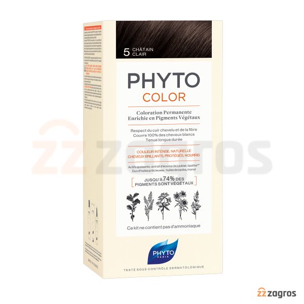کیت رنگ مو بدون آمونیاک فیتو سری Color شماره 5 پایه رنگ بلوند طلایی روشن