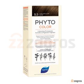 کیت رنگ مو بدون آمونیاک فیتو سری Color شماره 5.3 پایه رنگ قهوه ای طلایی روشن