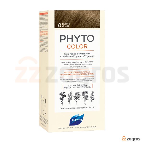 کیت رنگ مو بدون آمونیاک فیتو سری Color شماره 8 پایه رنگ بلوند روشن