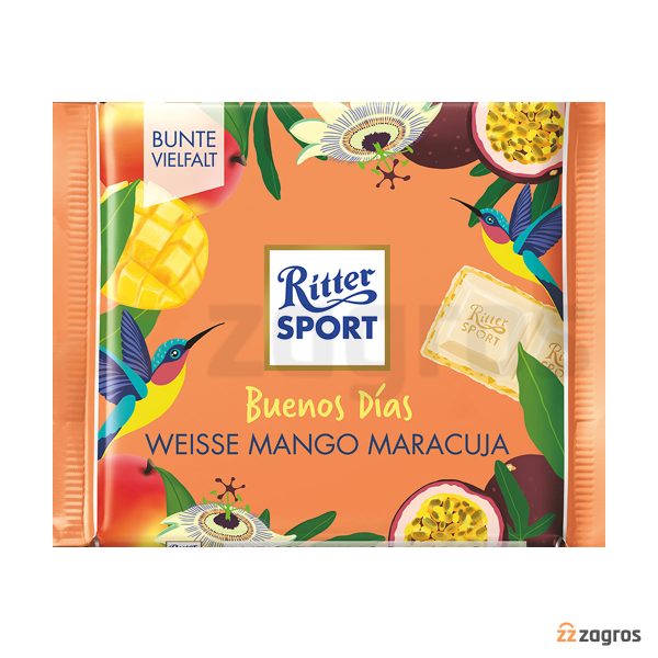 شکلات سفید ریتر اسپرت Ritter Sport با مغز کرم انبه و پشن فروت 100 گرم