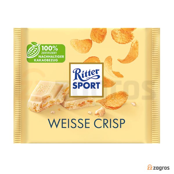 شکلات سفید ریتر اسپرت Ritter Sport با مغز کورن فلکس ترد 100 گرم