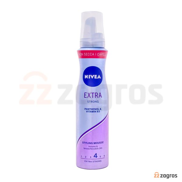 موس حالت دهنده و حجم دهنده مو نیوآ مدل Extra Strong حاوی ویتامین B3 و پانتنول