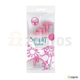 خودتراش 2 تیغه زنانه ژیلت مدل Simply Venus Basic بسته 5 عددی