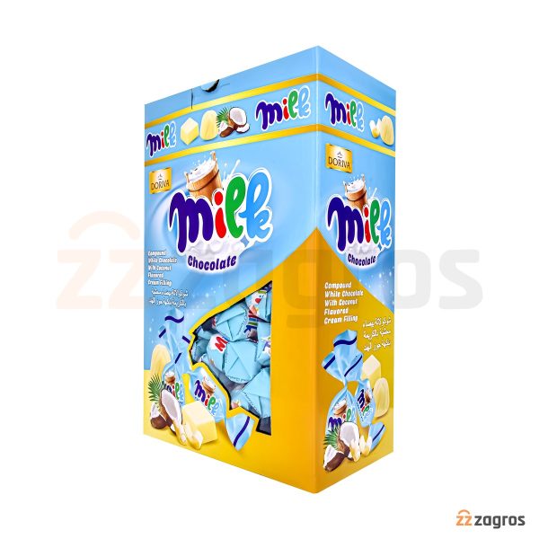 شکلات سفید Doriva سری Milk با مغز کرم فیلینگ نارگیلی 2 کیلوگرم