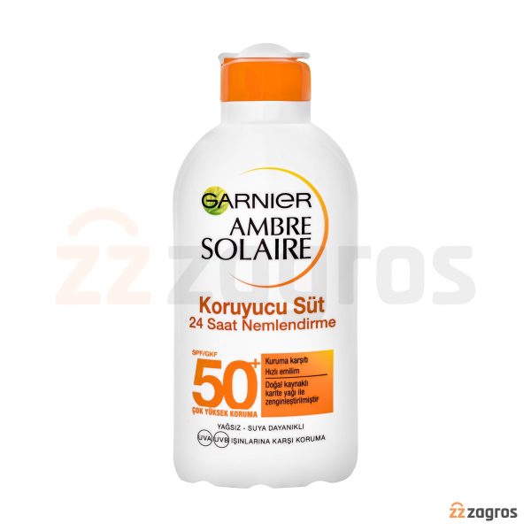 شیر ضد آفتاب و مرطوب کننده گارنیر +SPF50 مناسب پوست روشن و حساس به آفتاب 200 میل