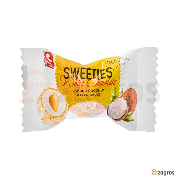 ویفر توپی نارگیلی Oddie سری Sweeties با مغز شکلات سفید و بادام 500 گرم