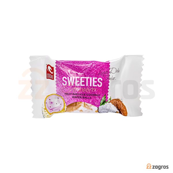 ویفر توپی نارگیلی Oddie سری Sweeties حاوی تکه‌ های توت فرنگی 500 گرم