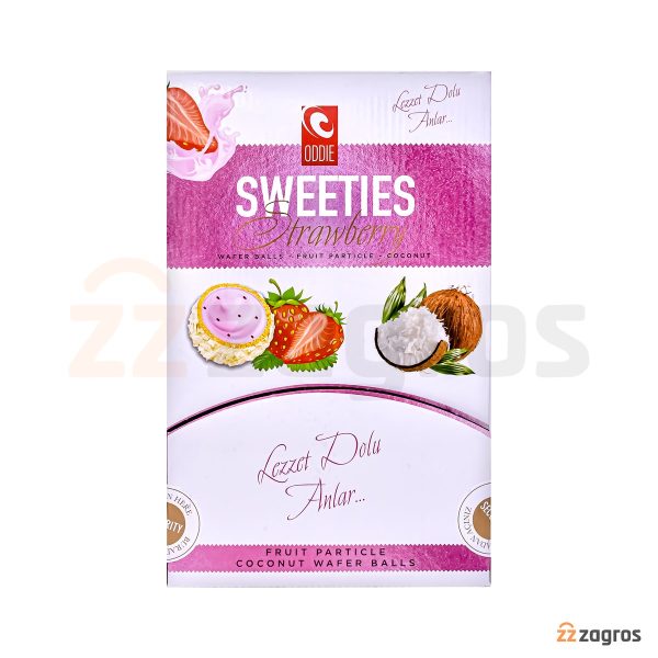 ویفر توپی نارگیلی Oddie سری Sweeties حاوی تکه‌ های توت فرنگی 500 گرم