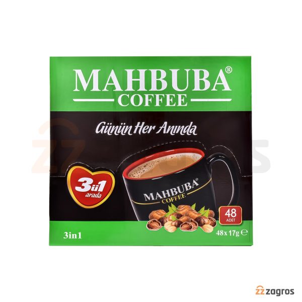 پودر قهوه فوری فندقی 3 در یک Mahbuba بسته 48 تایی
