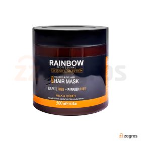 ماسک مو بدون سولفات رینبو Rainbow حاوی شیر و عسل مناسب موهای رنگ شده و خشک 500 میل