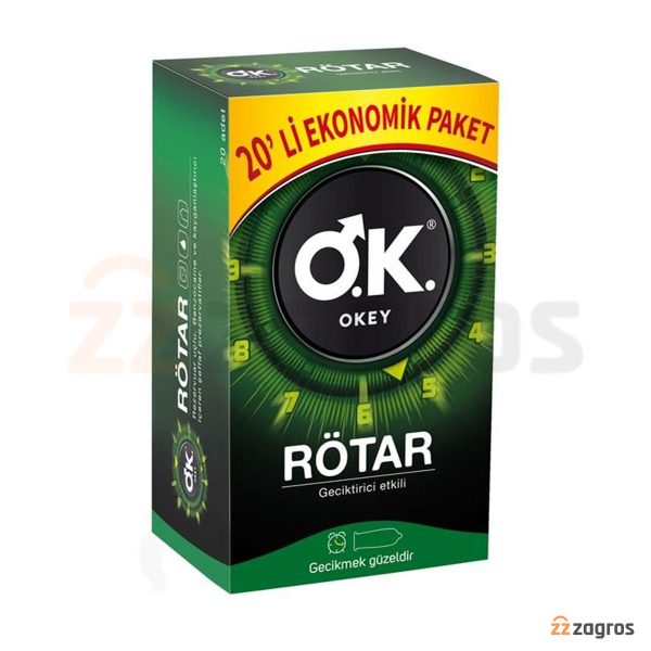 کاندوم تاخیری Okey مدل Rotar بسته 20 عددی
