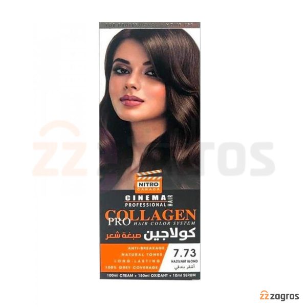 کیت رنگ مو بلوند فندقی نیترو کانادا سری Collagen شماره 7.73