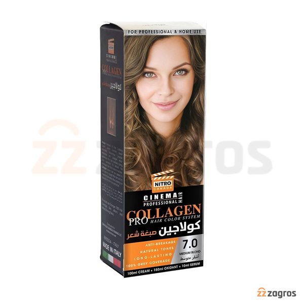 کیت رنگ مو بلوند متوسط نیترو کانادا سری Collagen شماره 7.0