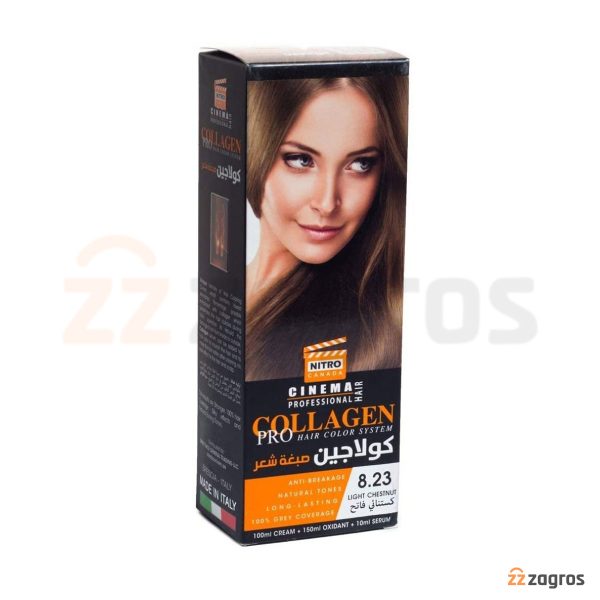 کیت رنگ مو شاه بلوطی روشن نیترو کانادا سری Collagen شماره 8.23