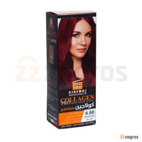 کیت رنگ مو قرمز اناری نیترو کانادا سری Collagen شماره 6.66