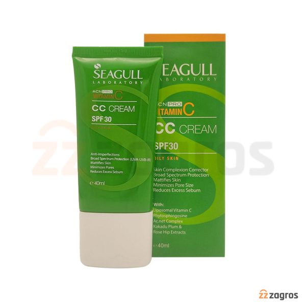 سی سی کرم رنگی متعادل کننده چربی پوست سی گل Spf30 مناسب پوست چرب، مختلط و مستعد آکنه 40 میل