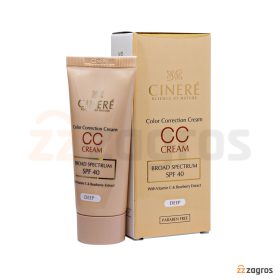 سی سی کرم سینره SPF40 رنگ تیره مناسب انواع پوست 40 میل