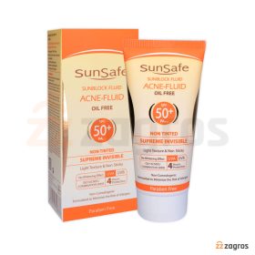 فلوئید ضد آفتاب فاقد چربی سان سیف +SPF50 بی رنگ مناسب پوست چرب، مختلط و مستعد آکنه 50 میل فلوئید ضد آفتاب فاقد چربی سان سیف +SPF50 بی رنگ مناسب پوست چرب، مختلط و مستعد آکنه 50 میل